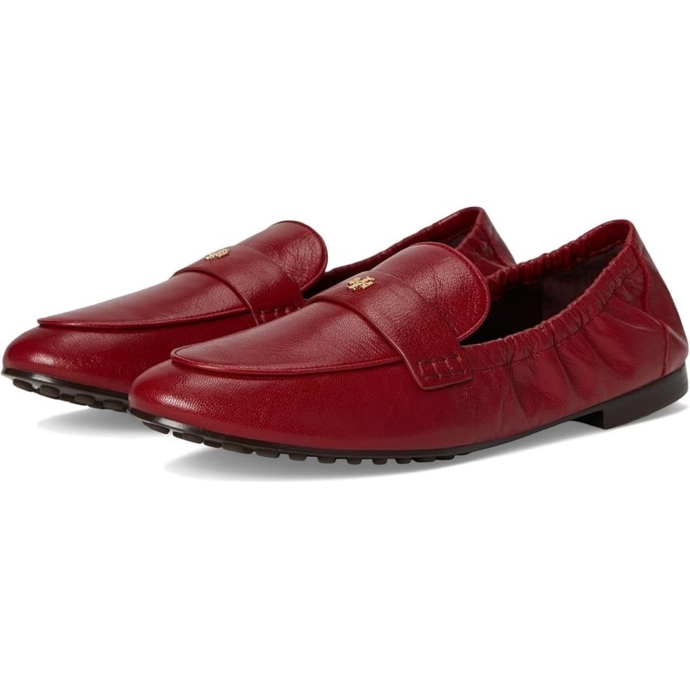 New Tory Burch Ballet Ruby Red Loafer Goat Leather Size 5